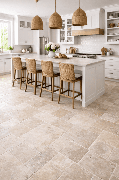 Carrelage travertin 1er choix mix light Opus 4 Ep. 1.2 cm Unité de vente 0.754 m² par colis