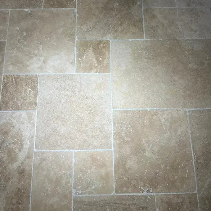 Carrelage travertin Opus 4 formats épaisseur 1.2 cm mix beige rustic - 0.754 m² par colis - 6 dalles