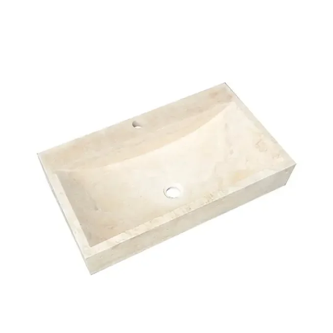 Vasque lavabo rectangle 45x60 cm en pierre naturelle travertin