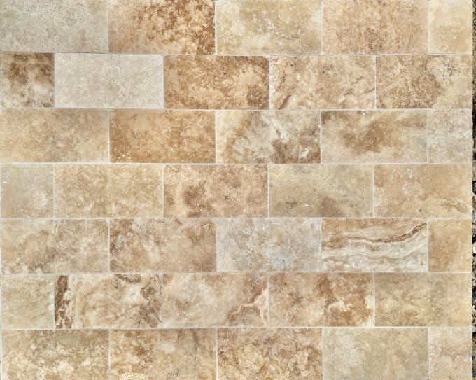 Dallage travertin mix beige rustic 20.3/40.6 cm Ep. 1.2 cm - Unité de vente 1.011 m² ( 12 pièces)